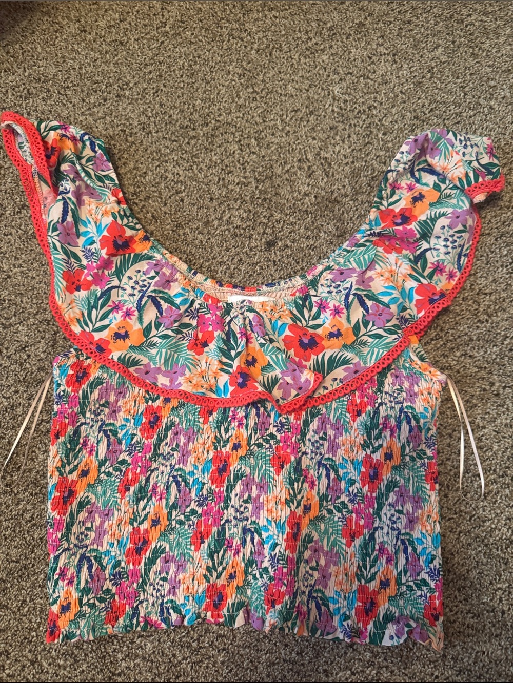Smocked Floral Ruffle top